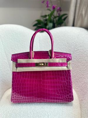 cheap quality Hermes Birkin 30 shinny alligator J5 Rose scheherazade